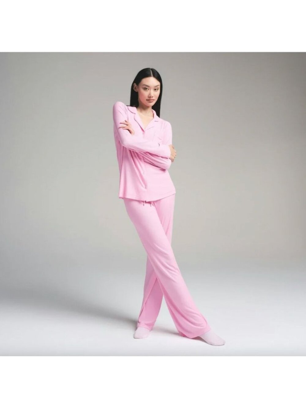 NWT Skims Cotton Candy Soft Lounge Rib Sleep Set 2X Long Sleeve Girly Barbie